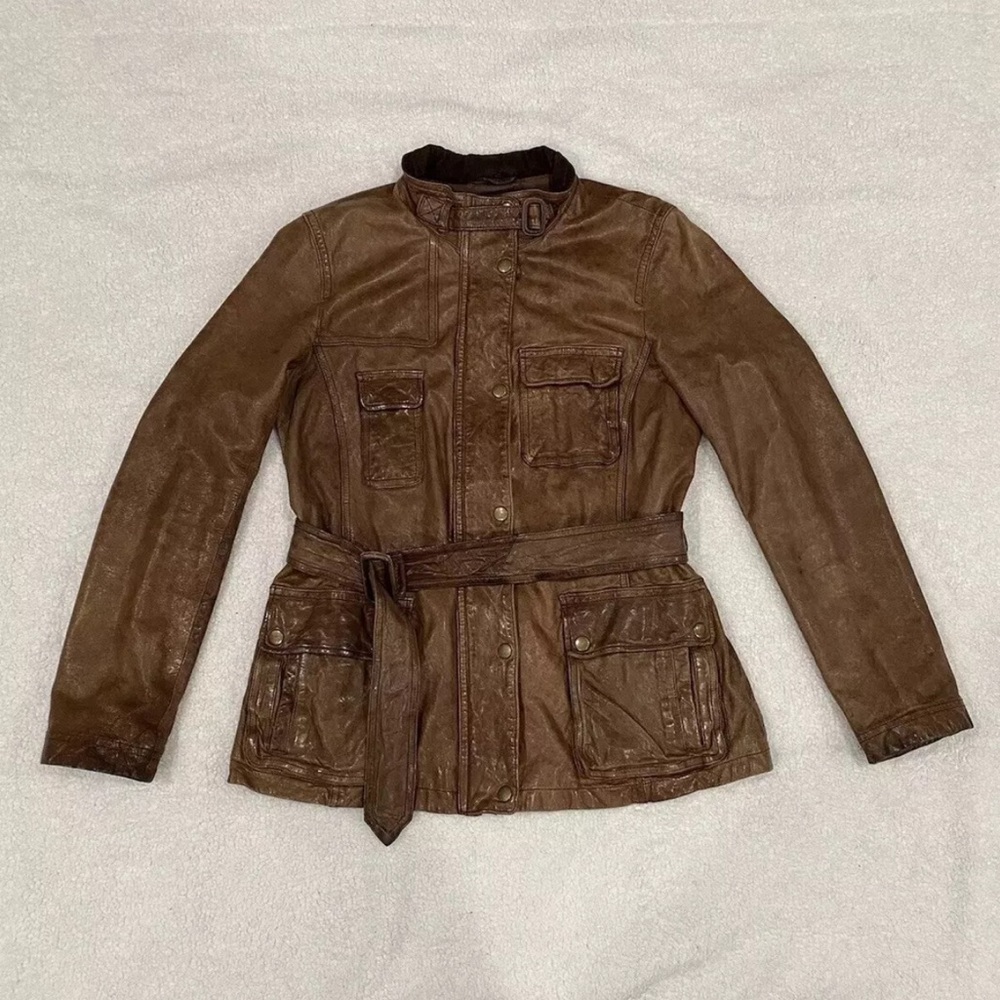 vintage GAP brown leather jacket XL